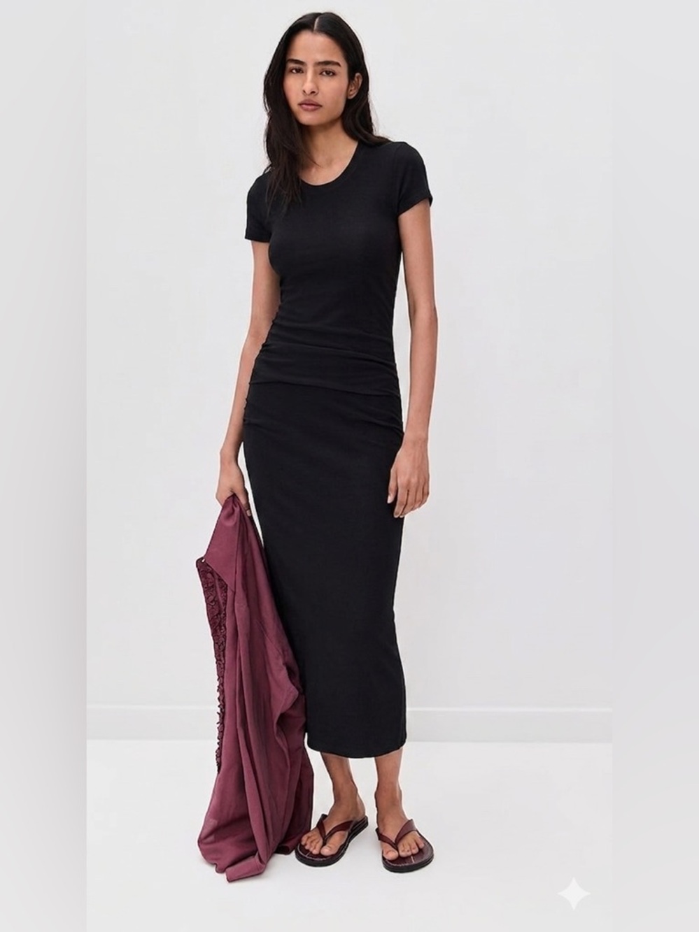 Standard James Perse Maxi Ruched Cotton Blend Jersey Dress Size 0